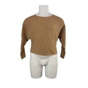 Abercrombie & Fitch Cropped Sweater 3/4 Arm Length Brown Size S (230)